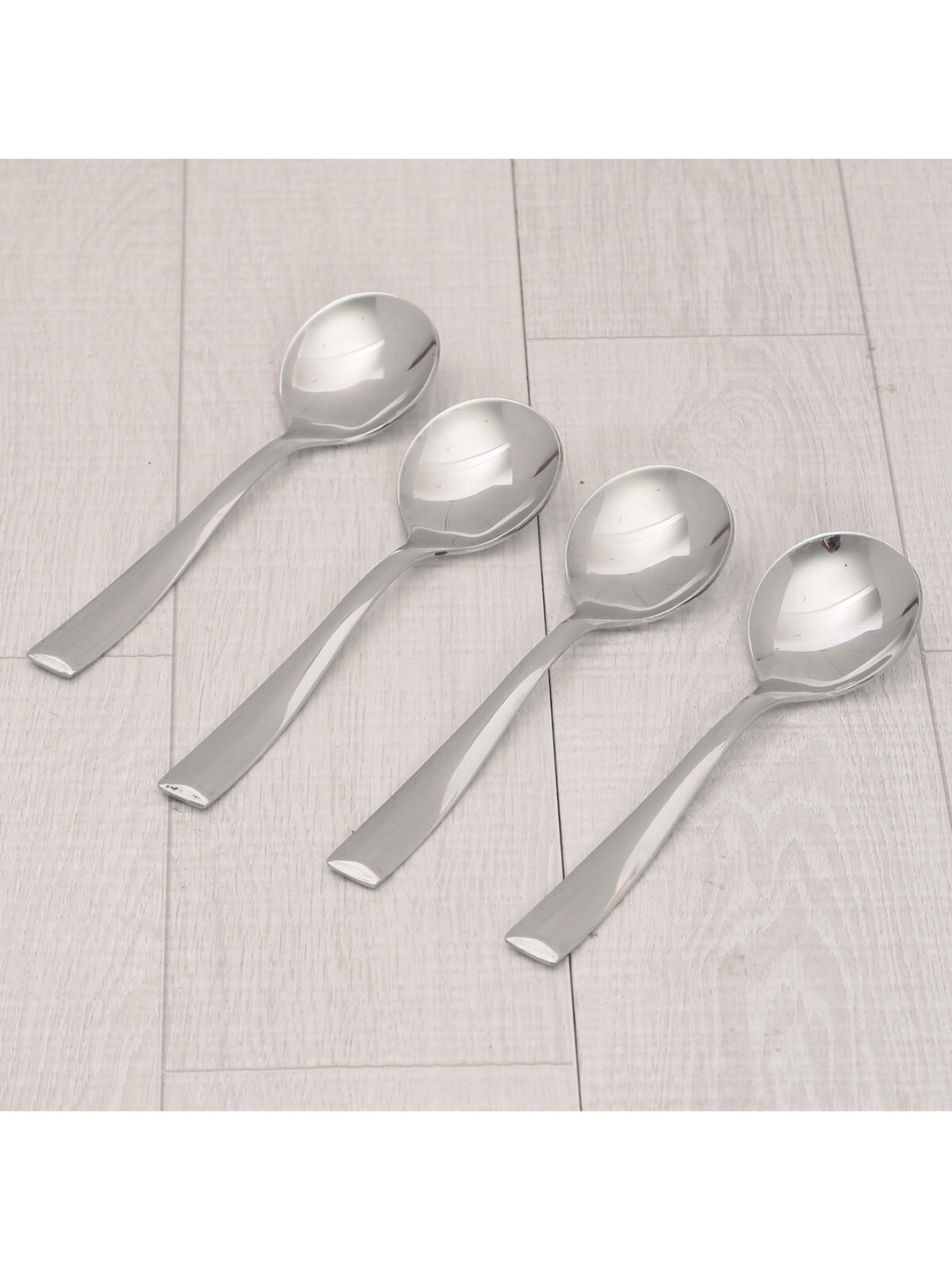 Home Centre Set of 6 Silver-Toned Solid Stainless Steel Soup Spoon