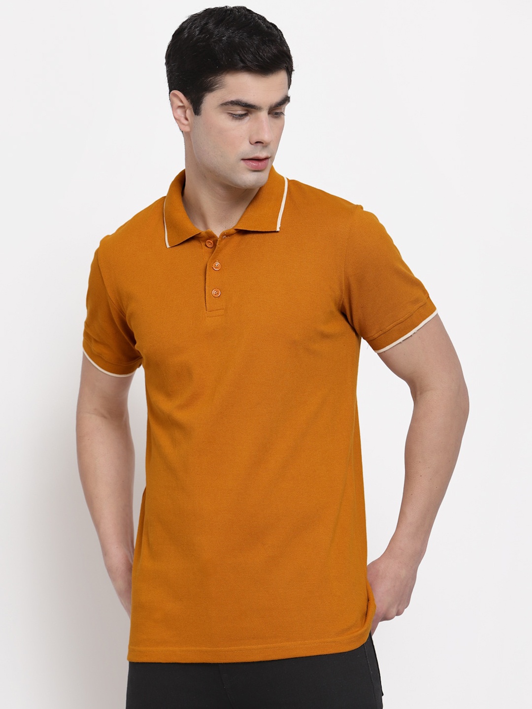 PAUSE SPORT Men Mustard Yellow Polo Collar Pure Cotton Antimicrobial Slim Fit Outdoor T-shirt
PAUSE SPORT Men Mustard Yellow Polo Collar Pure Cotton Antimicrobial Slim Fit Outdoor T-shirt