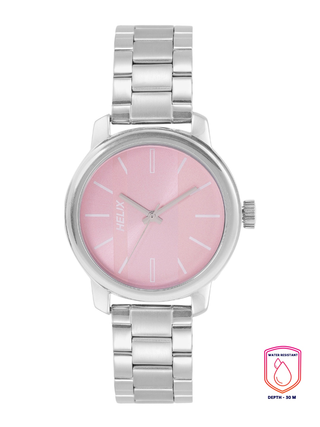Helix Women Pink Dial & Silver-Toned Bracelet Style Straps Analogue Watch TW048HL02
Helix Women Pink Dial & Silver-Toned Bracelet Style Straps Analogue Watch TW048HL02