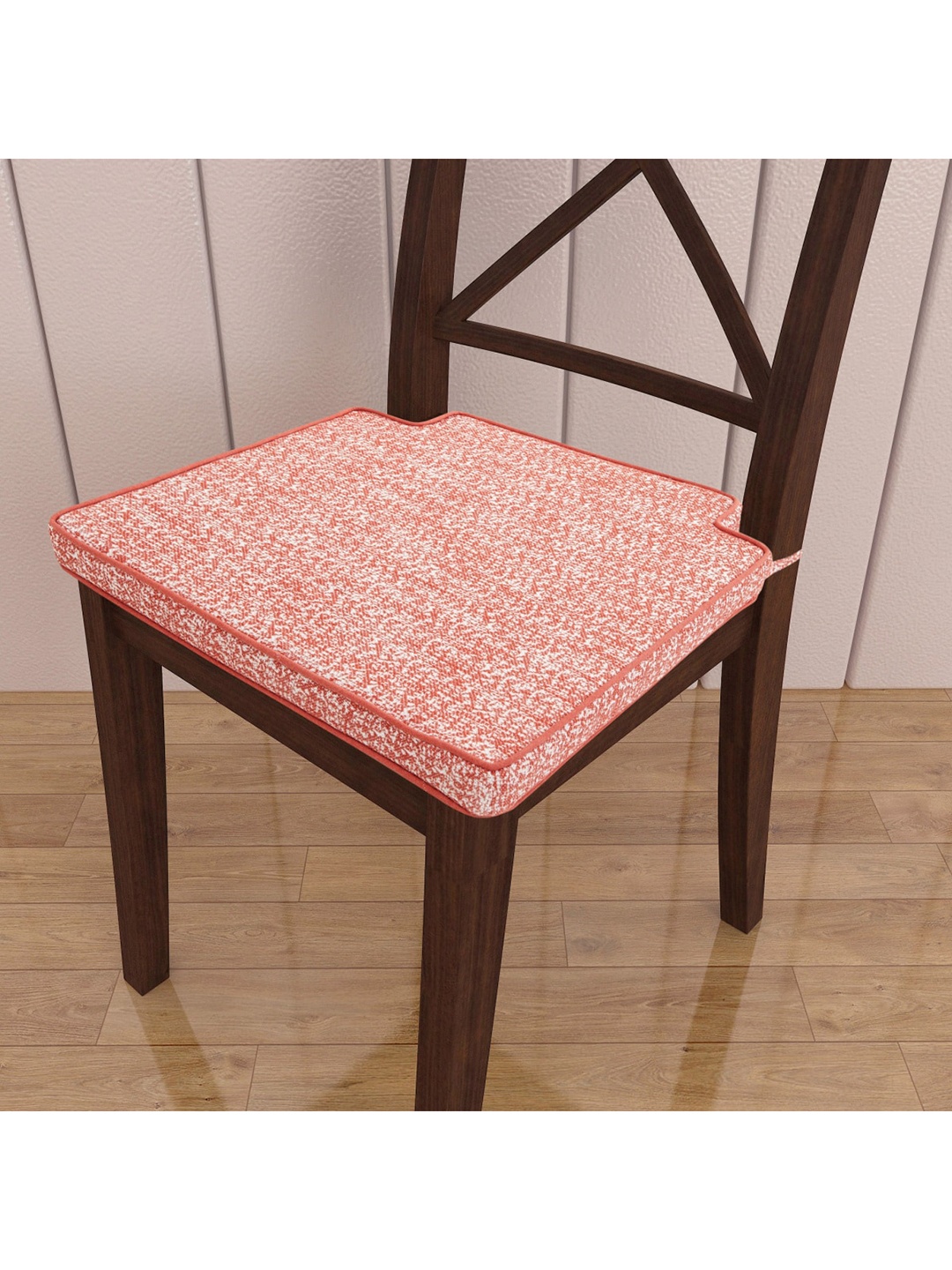 Home Centre Pink Striped Cotton Chair Pads
