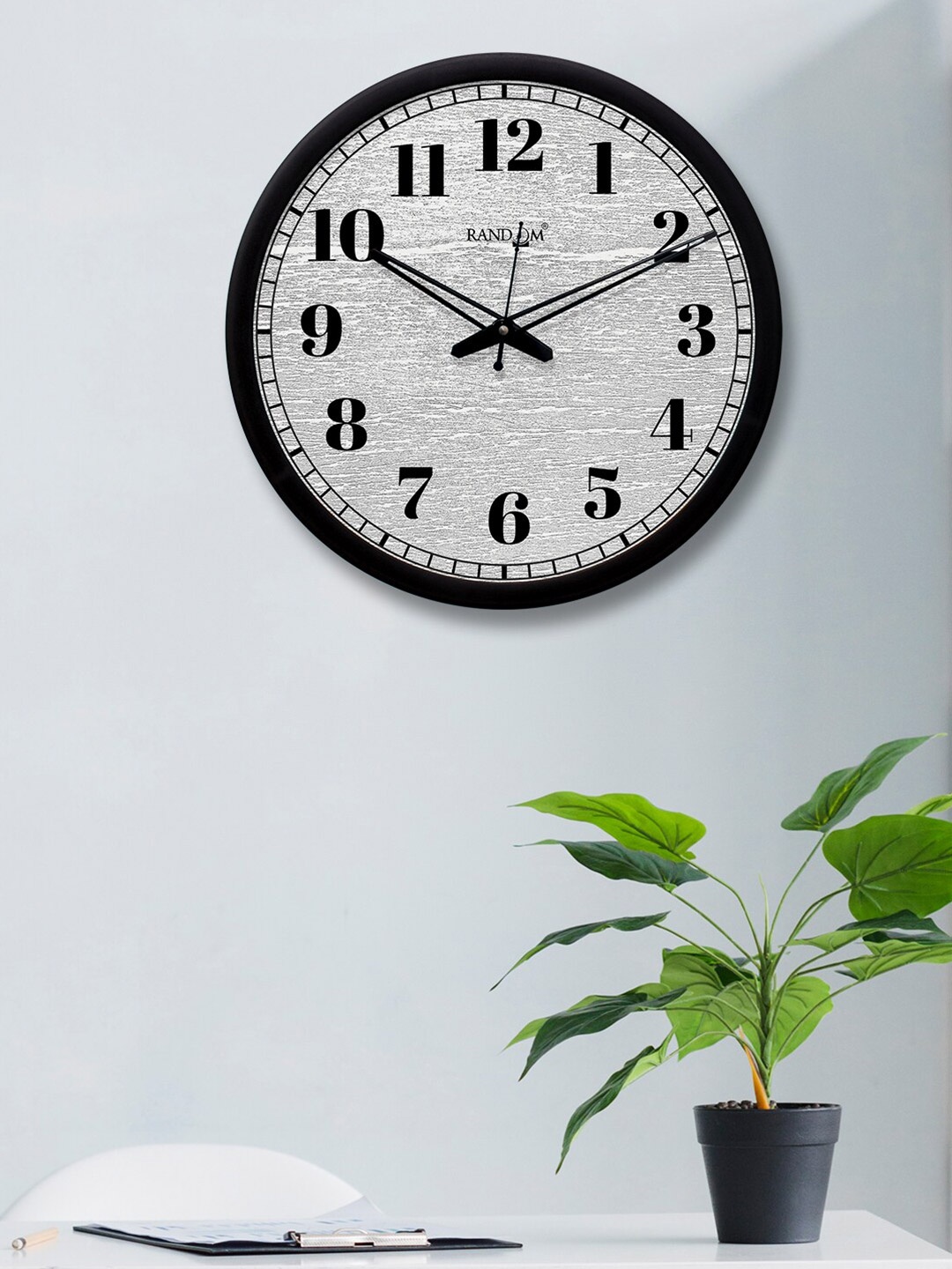 RANDOM Grey & Black Printed Contemporary Wall Clock