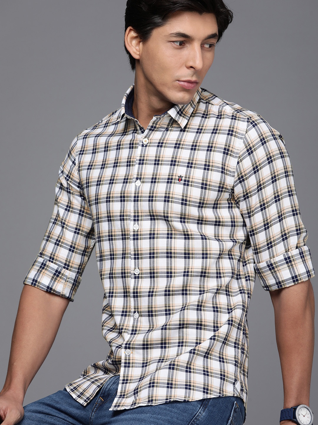 Louis Philippe Sport Men Navy Blue And White Super Slim Fit Checked Pure Cotton Shirt
Louis Philippe Sport Men Navy Blue And White Super Slim Fit Checked Pure Cotton Shirt