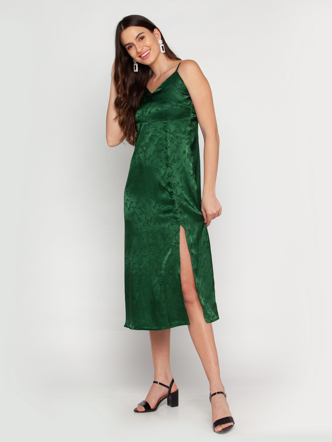 Zink London Green A-Line Midi Dress