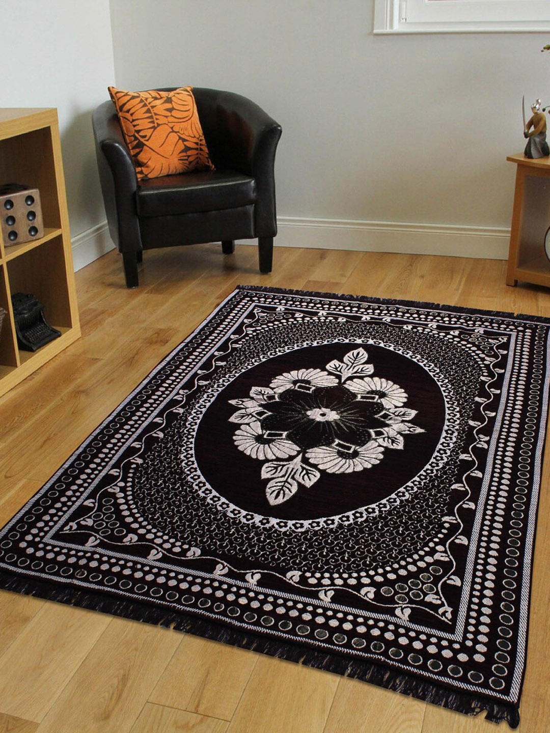 Home Centre Brown Classic Brown Textured Jacquard Carpet