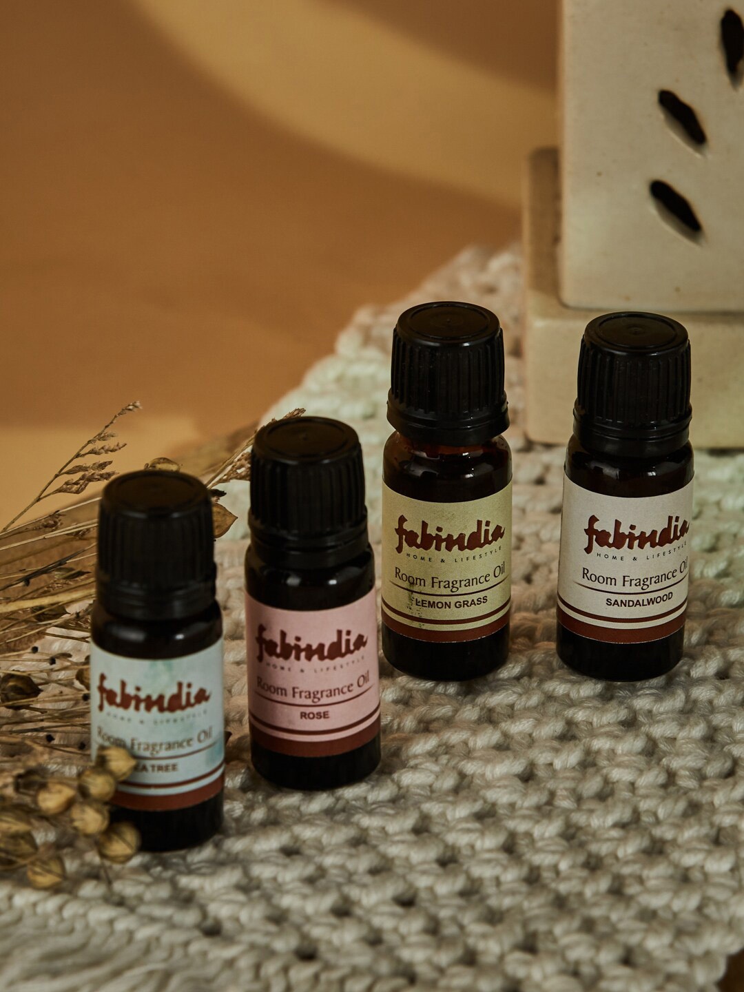 Fabindia Set of 4 Tea Tree, Rose, Lemon Grass & Sandalwood Sughandham Aroma Oil - 10 ml, Multi
Fabindia Set of 4 Tea Tree, Rose, Lemon Grass & Sandalwood Sughandham Aroma Oil - 10 ml, Multi