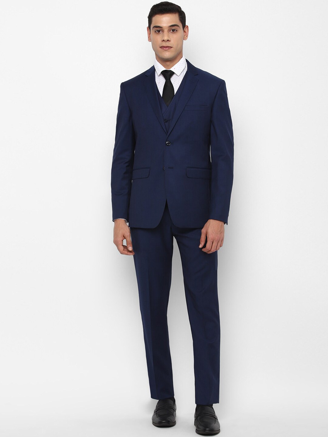 Allen Solly Men Navy Blue Self-Design Pure Wool Single-Breasted Slim-Fit 3-Piece Formal Suit
Allen Solly Men Navy Blue Self-Design Pure Wool Single-Breasted Slim-Fit 3-Piece Formal Suit