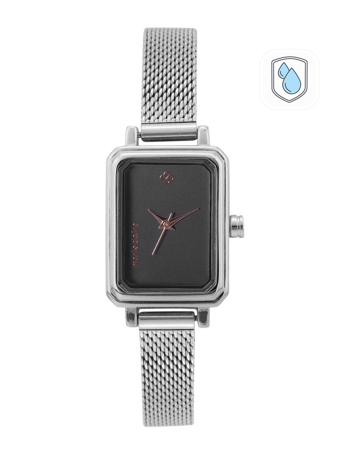 Marie Claire Women Black Dial & Silver Toned Stainless Steel Bracelet Style Straps Analogue Watch
Marie Claire Women Black Dial & Silver Toned Stainless Steel Bracelet Style Straps Analogue Watch