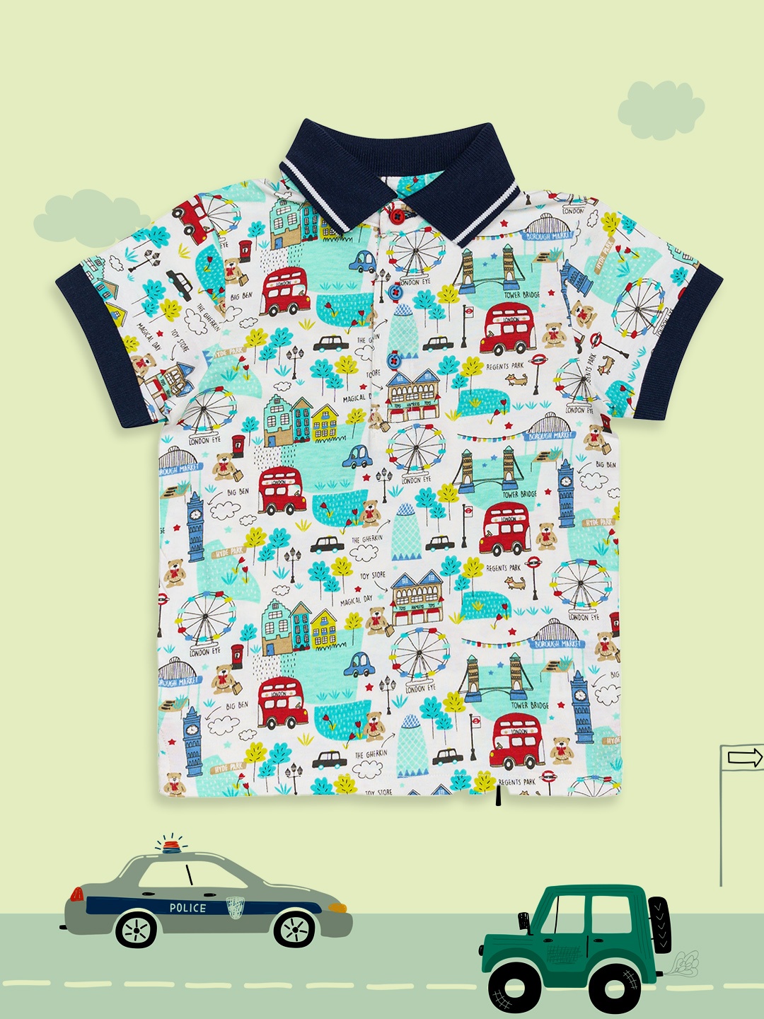 H By Hamleys Boys Multicoloured Heritage Printed Polo Collar Pure Cotton T-shirt, Multi
H By Hamleys Boys Multicoloured Heritage Printed Polo Collar Pure Cotton T-shirt, Multi