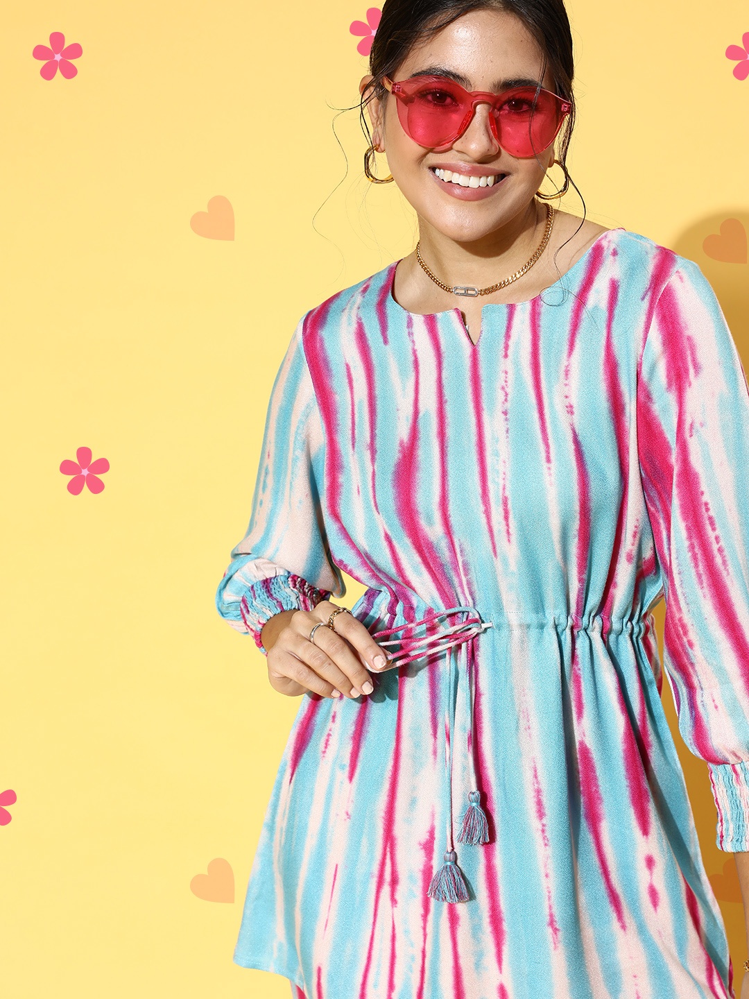 Prakrti Women Alluring Turquoise Blue Dyed Top with Trousers
