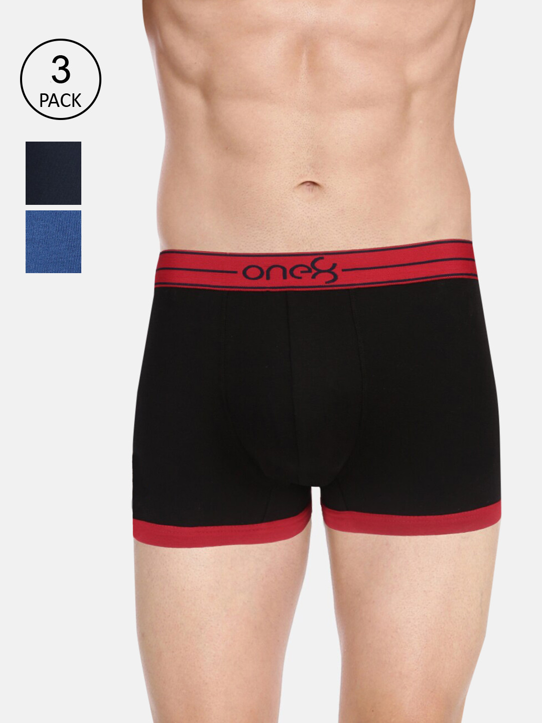 one8 by Virat Kohli Men Pack of 3 Solid Cotton Trunks, Blue
one8 by Virat Kohli Men Pack of 3 Solid Cotton Trunks, Blue
