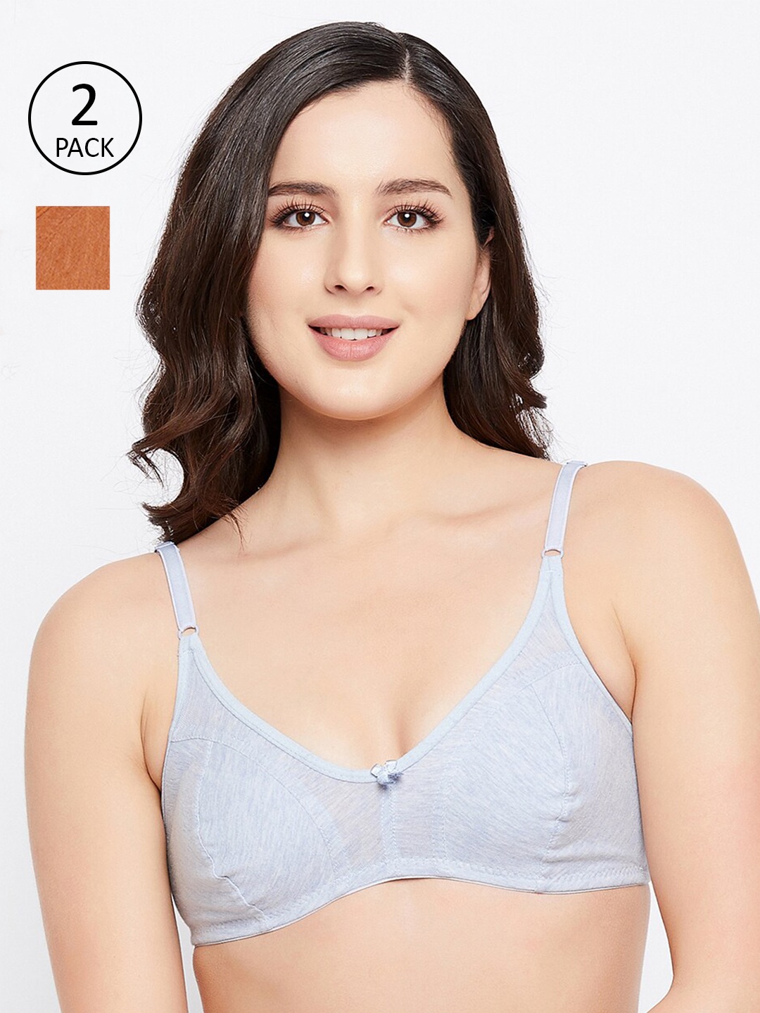 Clovia Grey Melange & Camel Brown Cotton Non-Padded Non-Wired Everyday Bra Pack Of 2 COMBRC92732B
Clovia Grey Melange & Camel Brown Cotton Non-Padded Non-Wired Everyday Bra Pack Of 2 COMBRC92732B