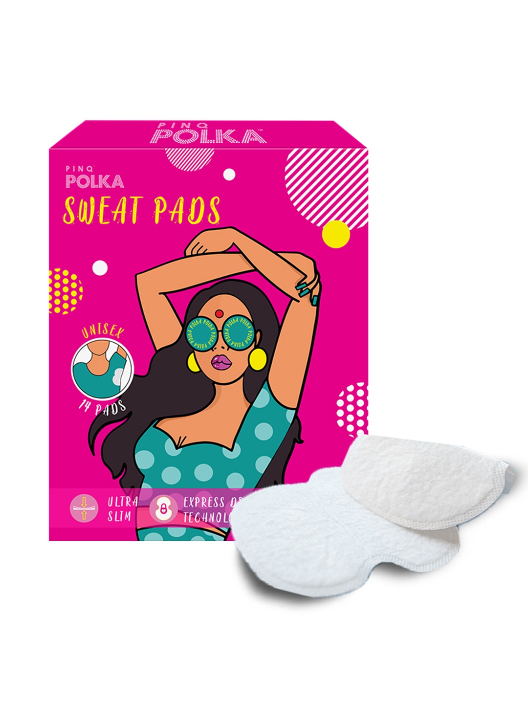 PINQ Polka 14 pcs Premium Organic Cotton Feel Ultra Thin Disposable Underarm Sweat Pads, Pink
PINQ Polka 14 pcs Premium Organic Cotton Feel Ultra Thin Disposable Underarm Sweat Pads, Pink