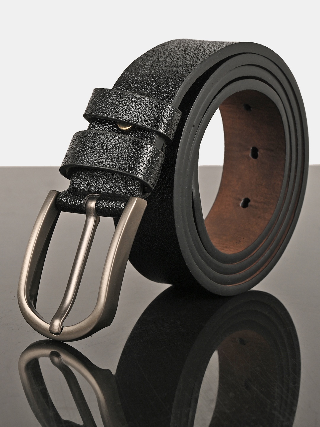 BuckleUp Men Black Textured Belt