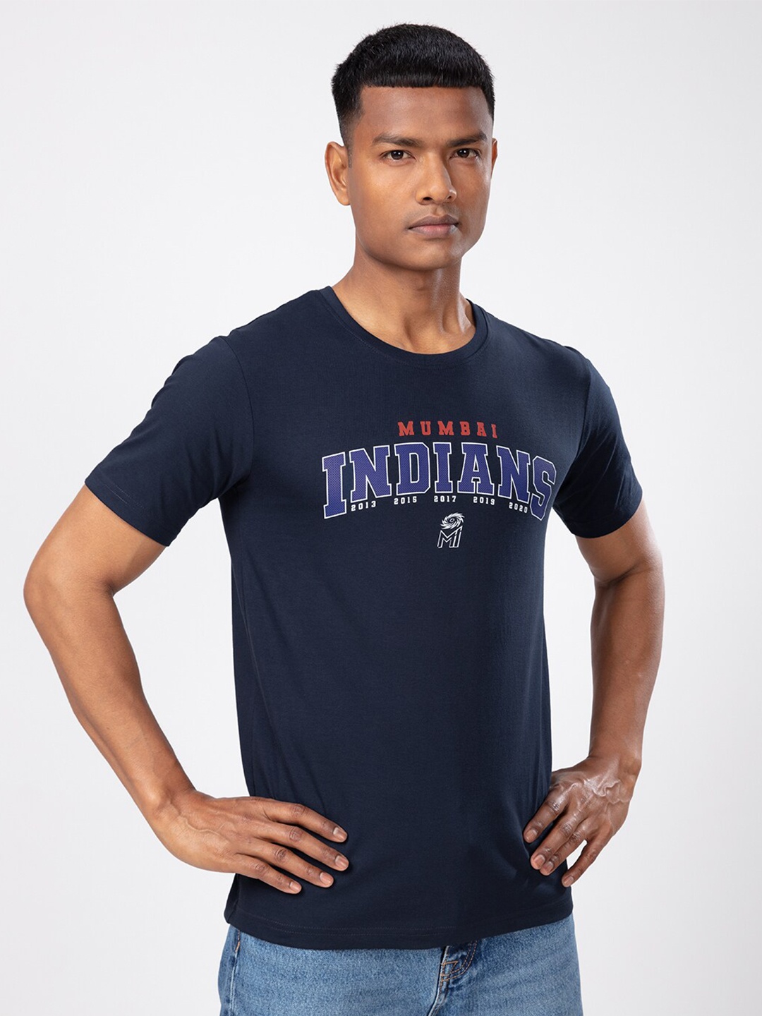 The Souled Store Men Navy Blue Typography Printed T-shirt
