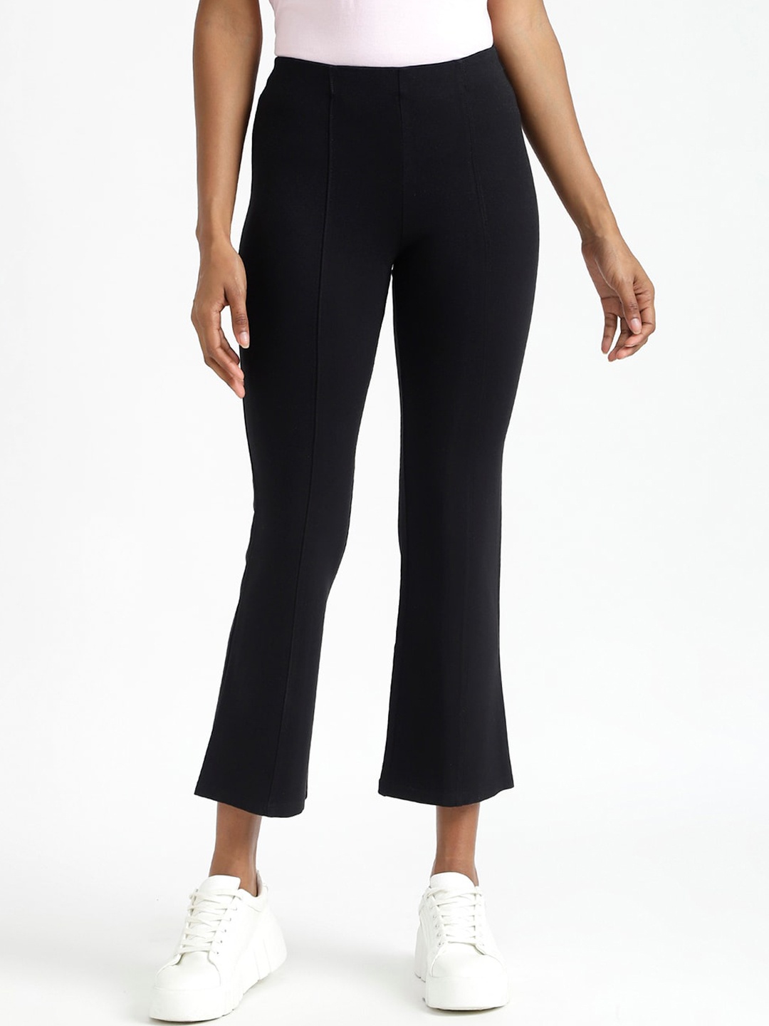 United Colors of Benetton Women Black Mid Rise Trousers