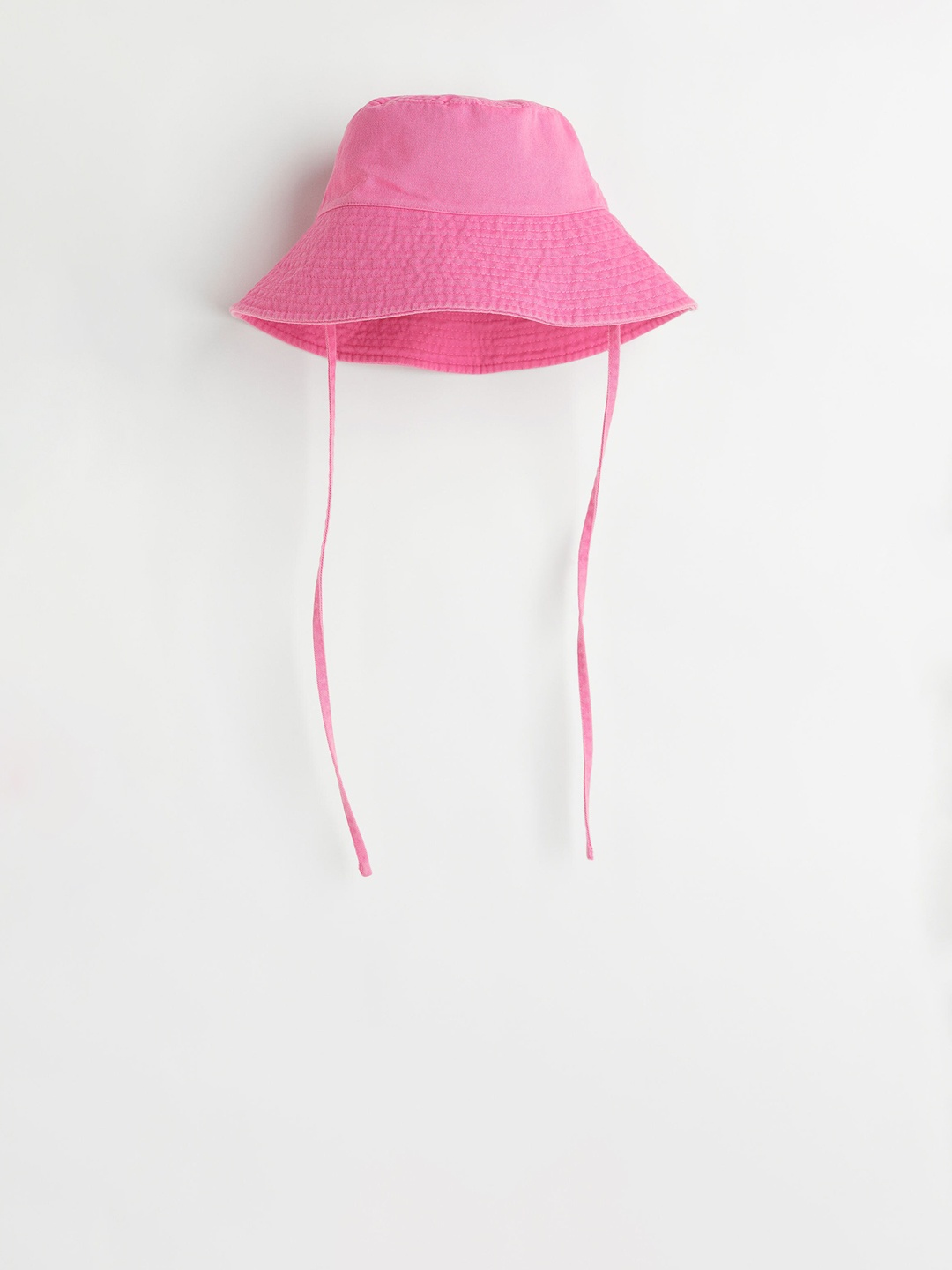 H&M Women Pink Solid Cotton Tie-Detail Sun Hat