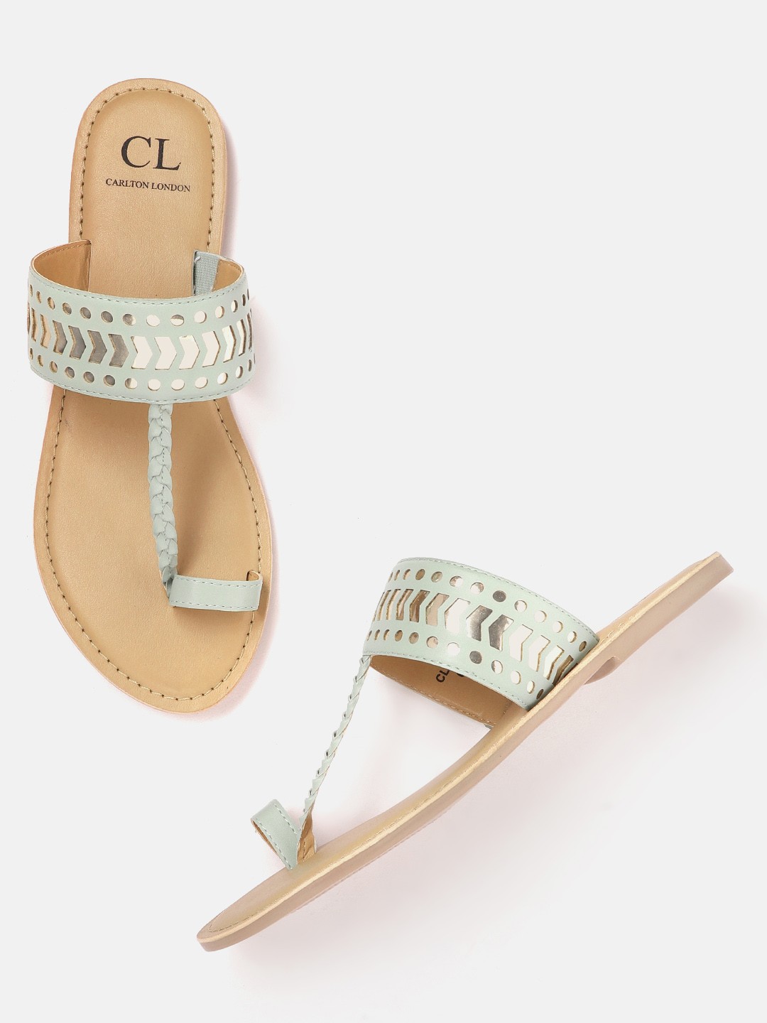 Carlton London Women Mint Green Textured Leather Ethnic One Toe Flats with Laser Cuts
Carlton London Women Mint Green Textured Leather Ethnic One Toe Flats with Laser Cuts