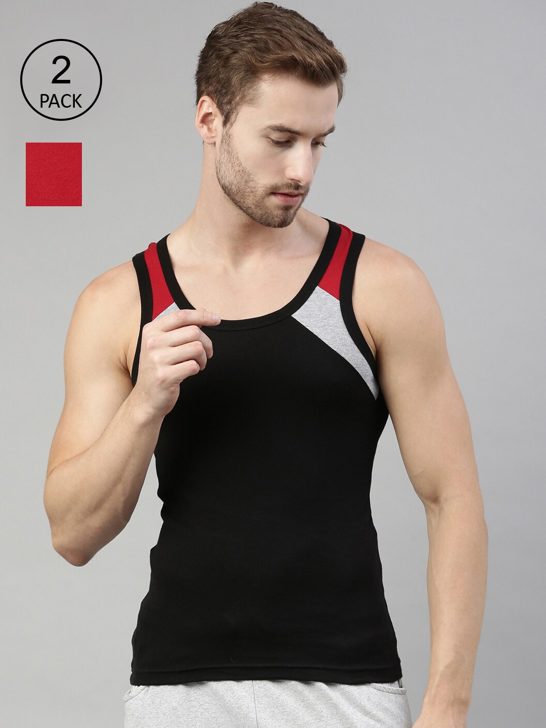DIXCY SCOTT Men Pack of 2 Solid Pure Cotton Gym Vests DSO-BOLD GYM VEST B 999-P2, Black
DIXCY SCOTT Men Pack of 2 Solid Pure Cotton Gym Vests DSO-BOLD GYM VEST B 999-P2, Black