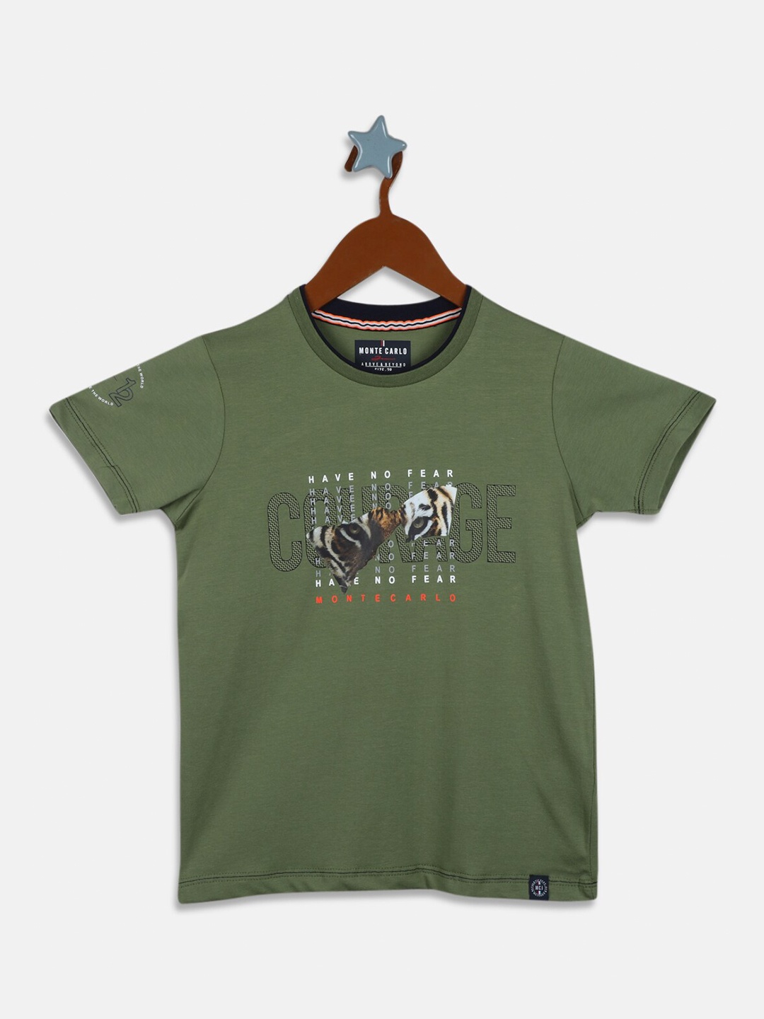 Monte Carlo Boys Green Typography Printed T-shirt