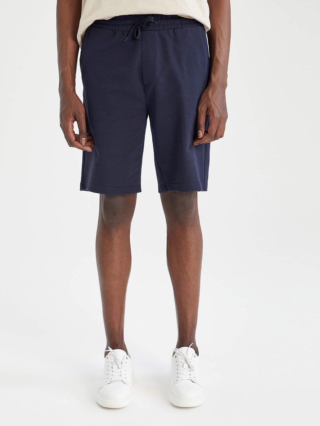 DeFacto Men Navy Blue Solid Shorts