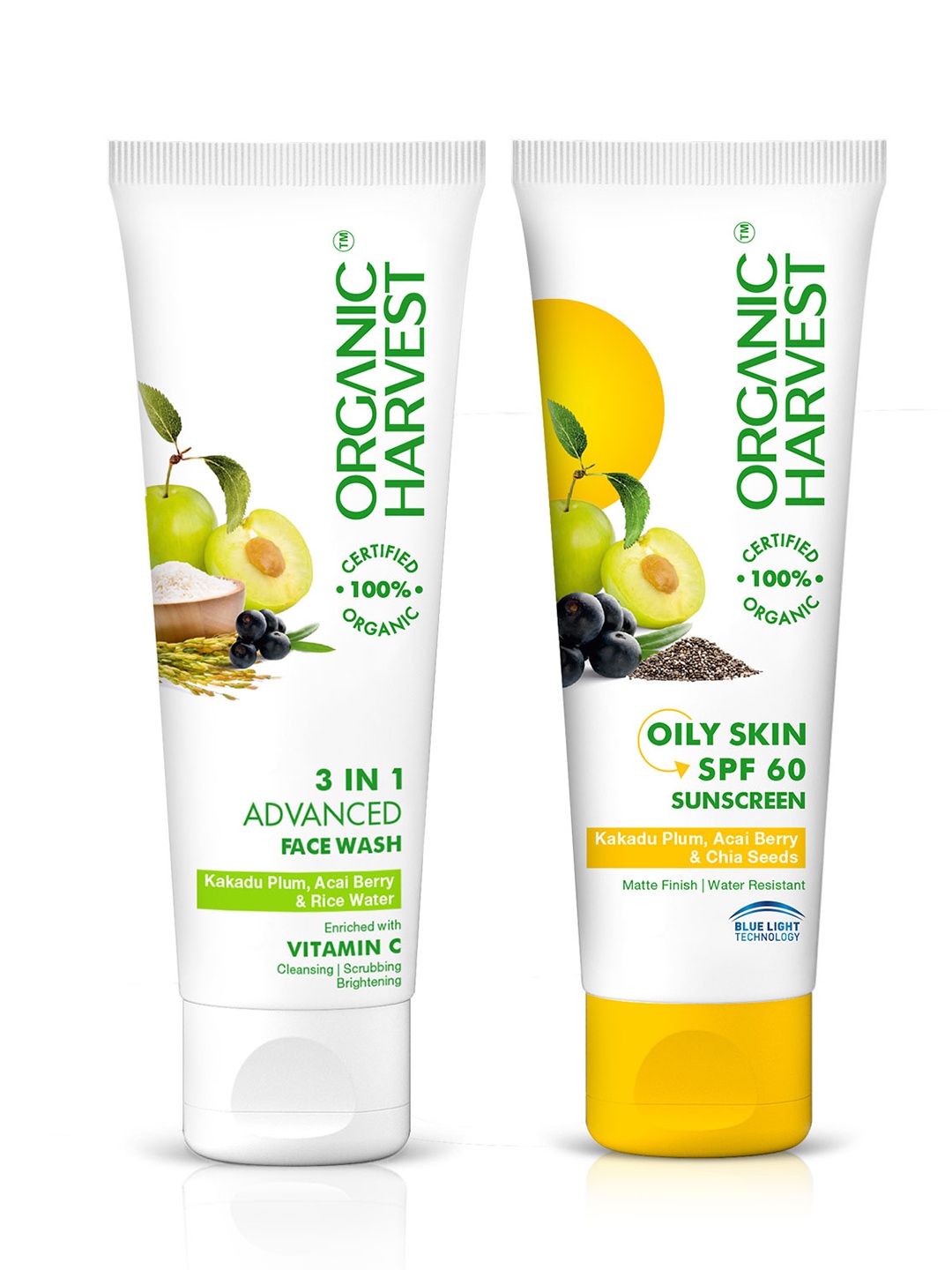 Organic Harvest 3-in-1 Face Wash & Sunscreen SPF60 Combo for Oily Skin - 100g each, White
Organic Harvest 3-in-1 Face Wash & Sunscreen SPF60 Combo for Oily Skin - 100g each, White