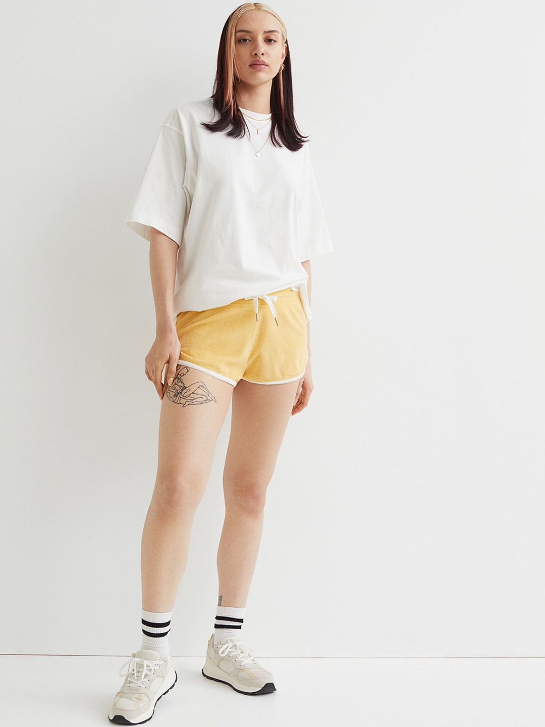 H&M Women Yellow Terry Hotpants