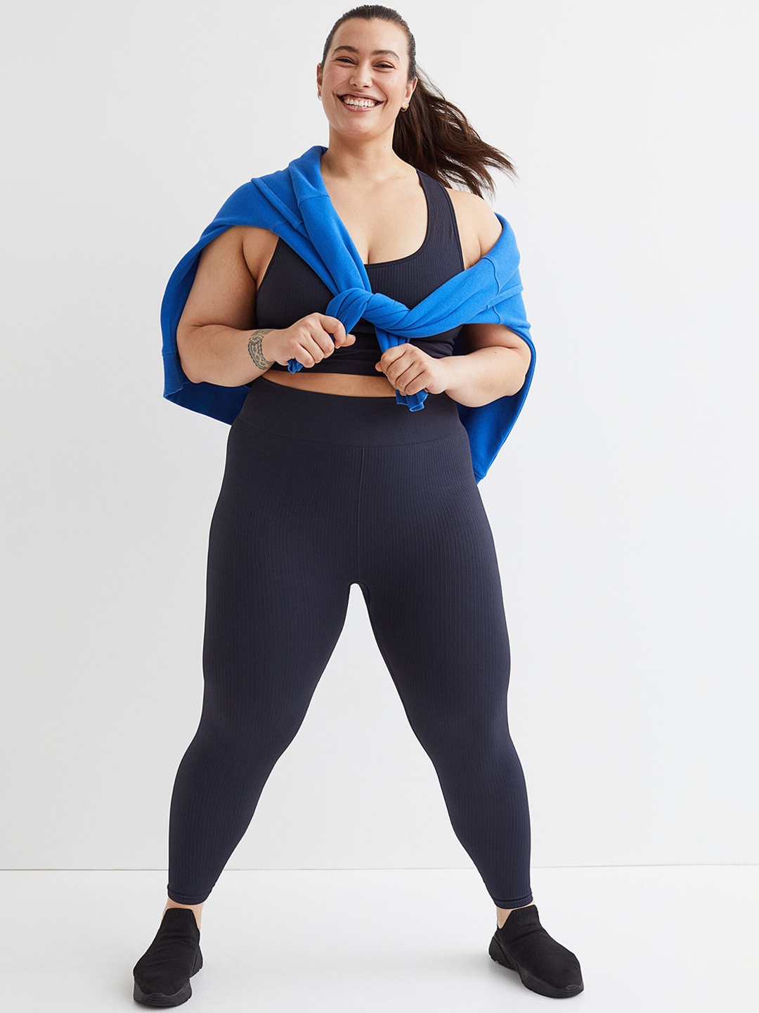 H&M Women Blue Seamless Sports Tights