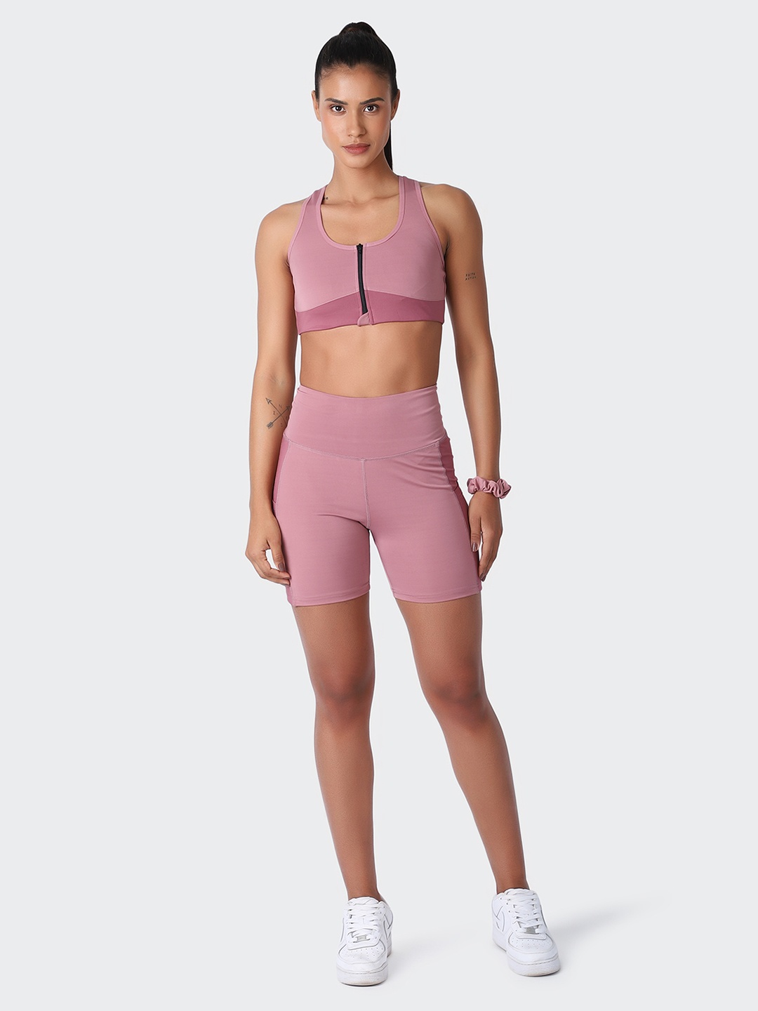 KICA Women Mauve Breathable & Moisture-Wicking Cycling Shorts & Zip Up High Support Bra
KICA Women Mauve Breathable & Moisture-Wicking Cycling Shorts & Zip Up High Support Bra