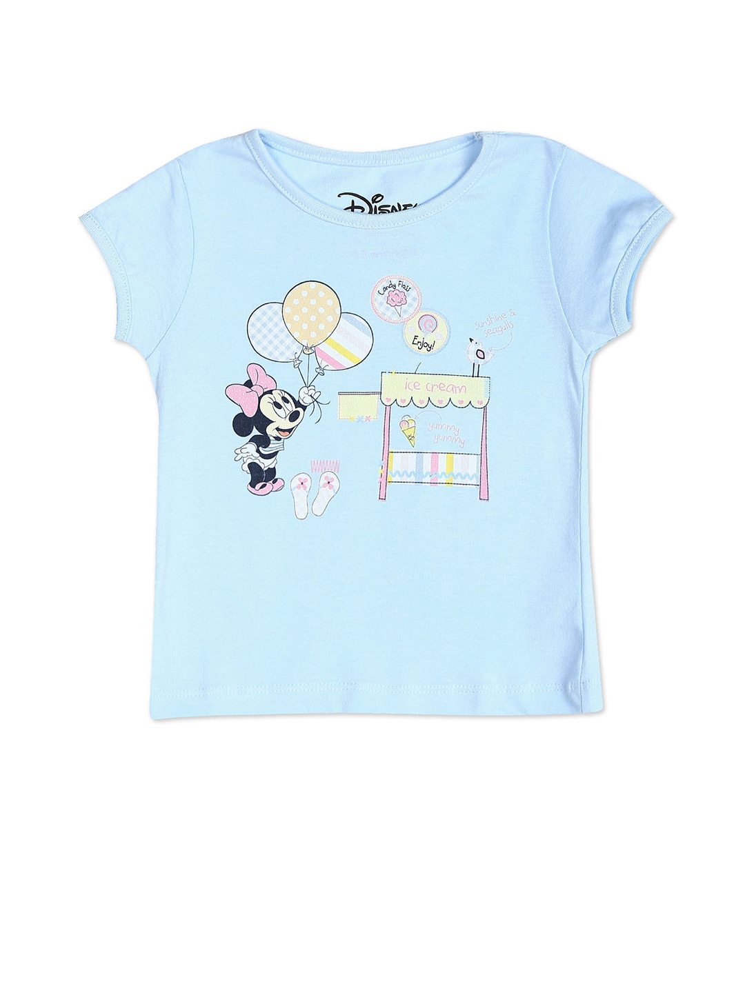 Donuts Girls Blue Printed T-shirt