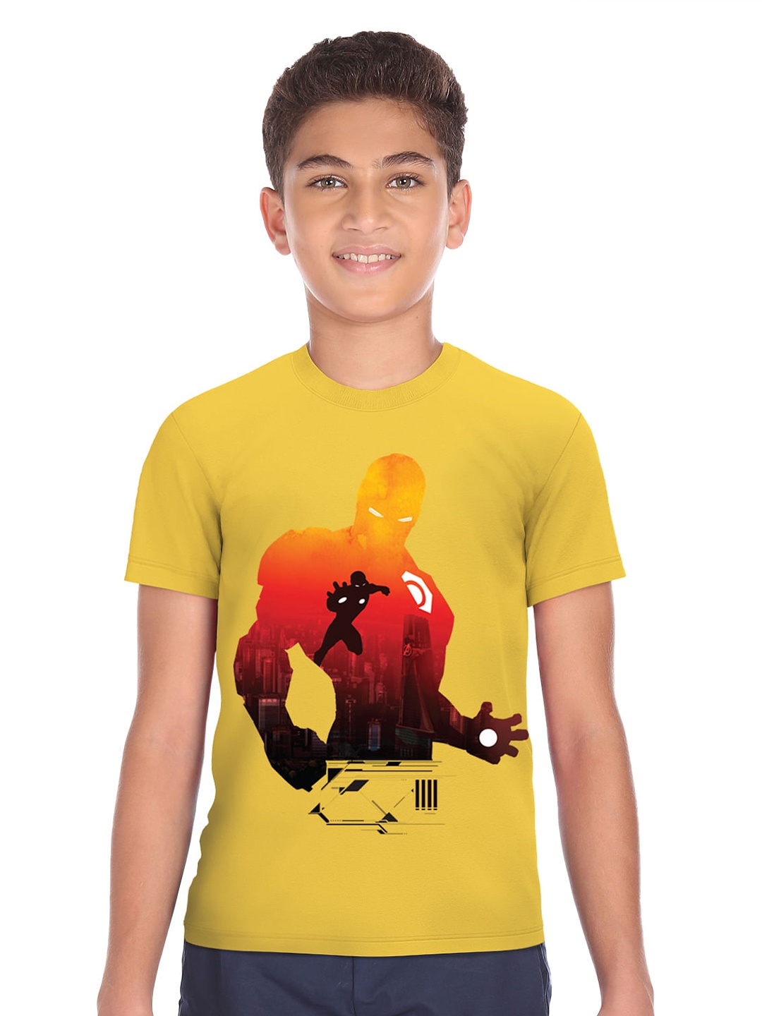 Ruggers Junior Boys Yellow & Red Printed T-shirt