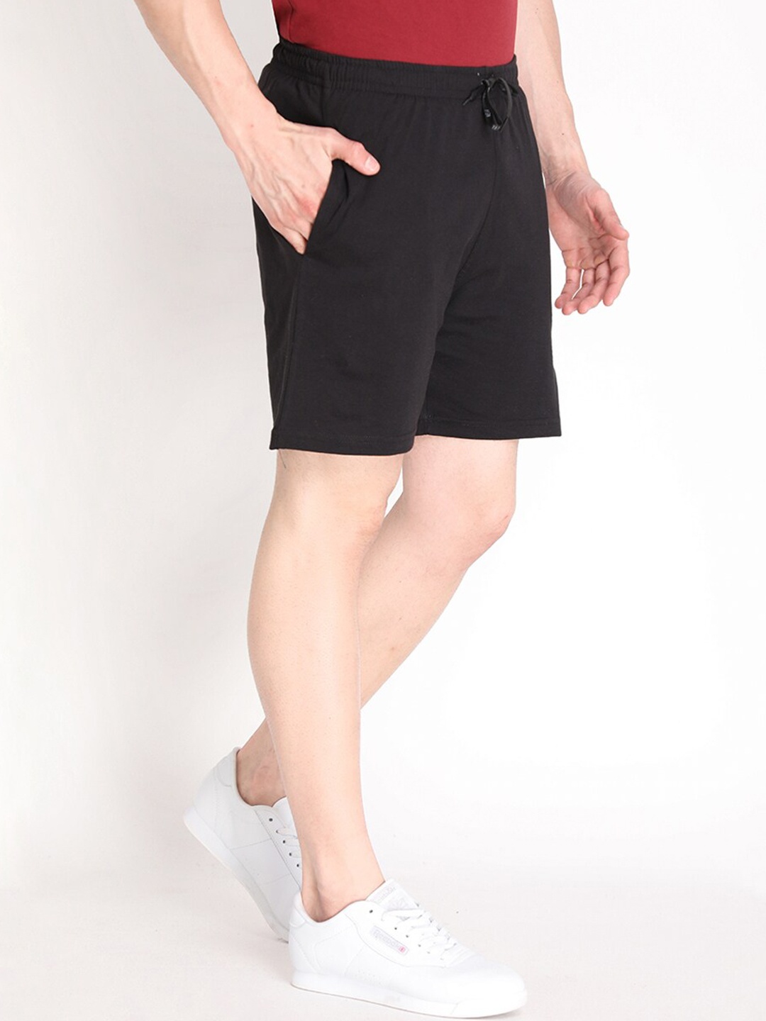 NEVA Men Black Solid Cotton Sports Shorts