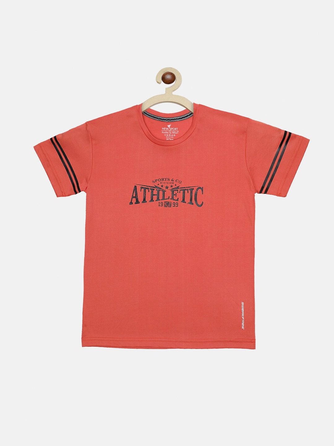 NEVA Boys Orange Printed Cotton T-shirt
