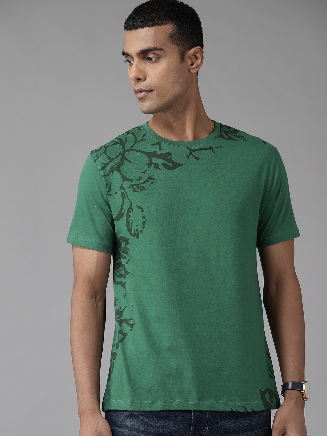 Blackberrys Men Mercerized Crew Neck Tshirt, Green
