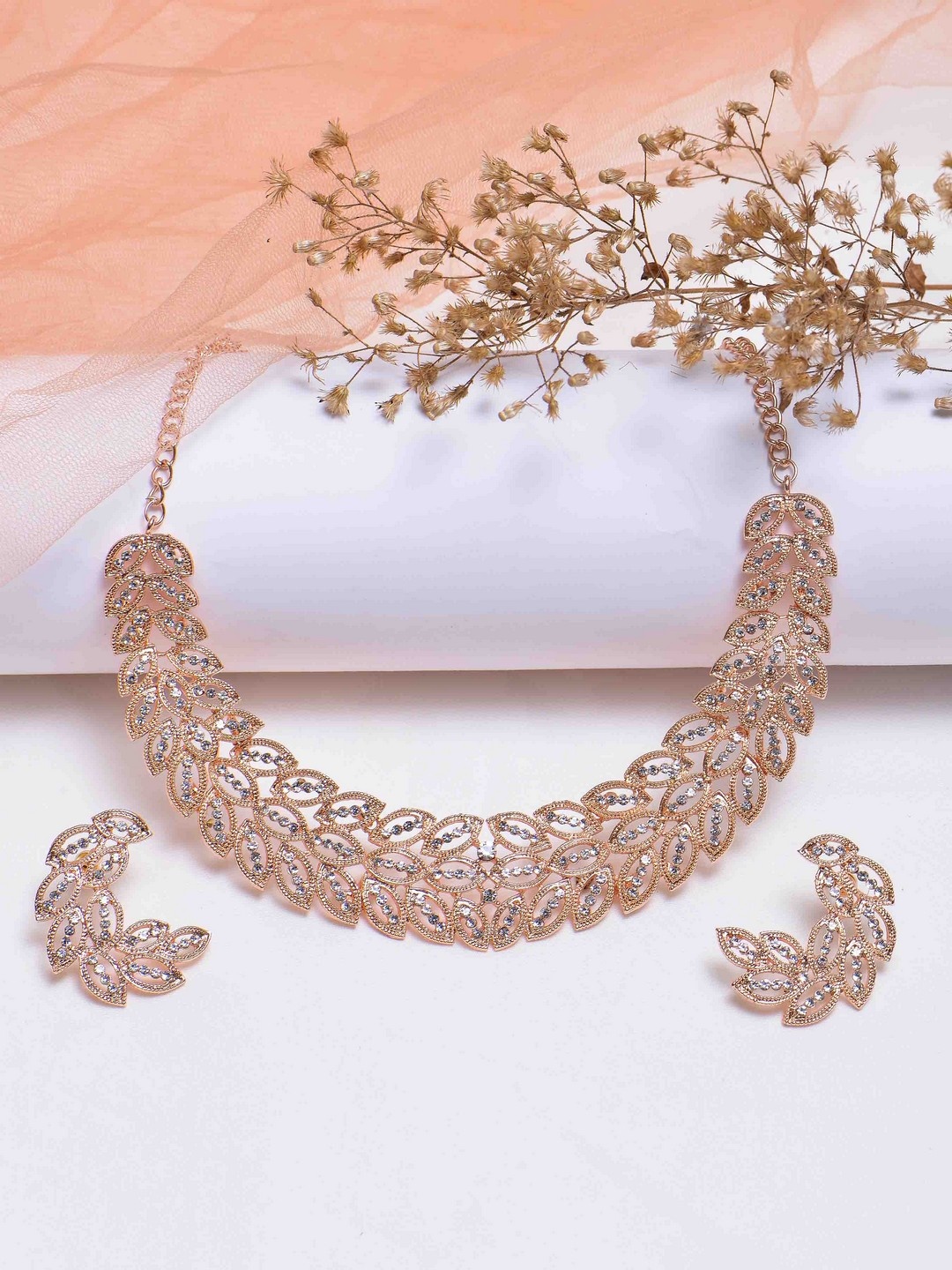 POPLINS Rose Gold-Toned & Stone-Studded Jewellery Set