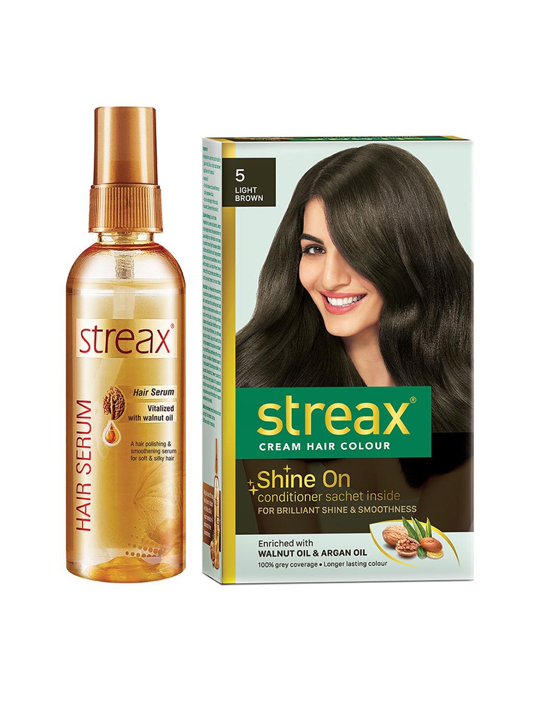 Streax Vitalized Hair Serum 100 ml & Shine On Cream Hair Colour 120 ml - Light Brown 5
Streax Vitalized Hair Serum 100 ml & Shine On Cream Hair Colour 120 ml - Light Brown 5