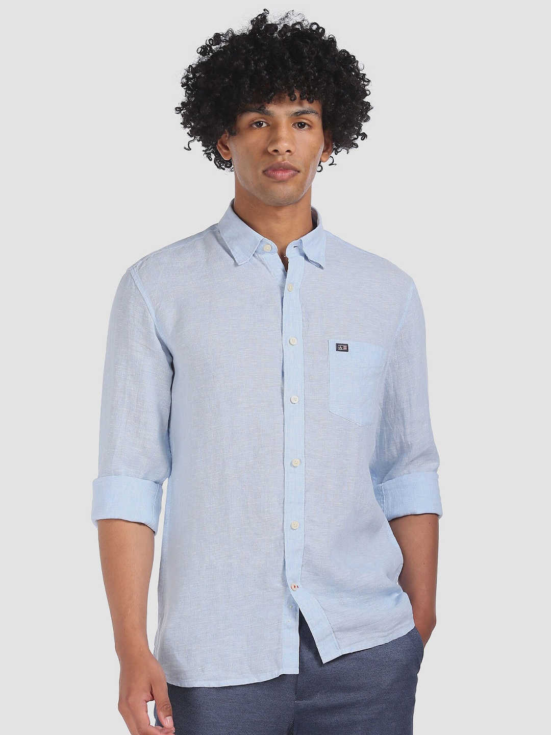 Arrow Sport Men Blue Solid Casual Shirt