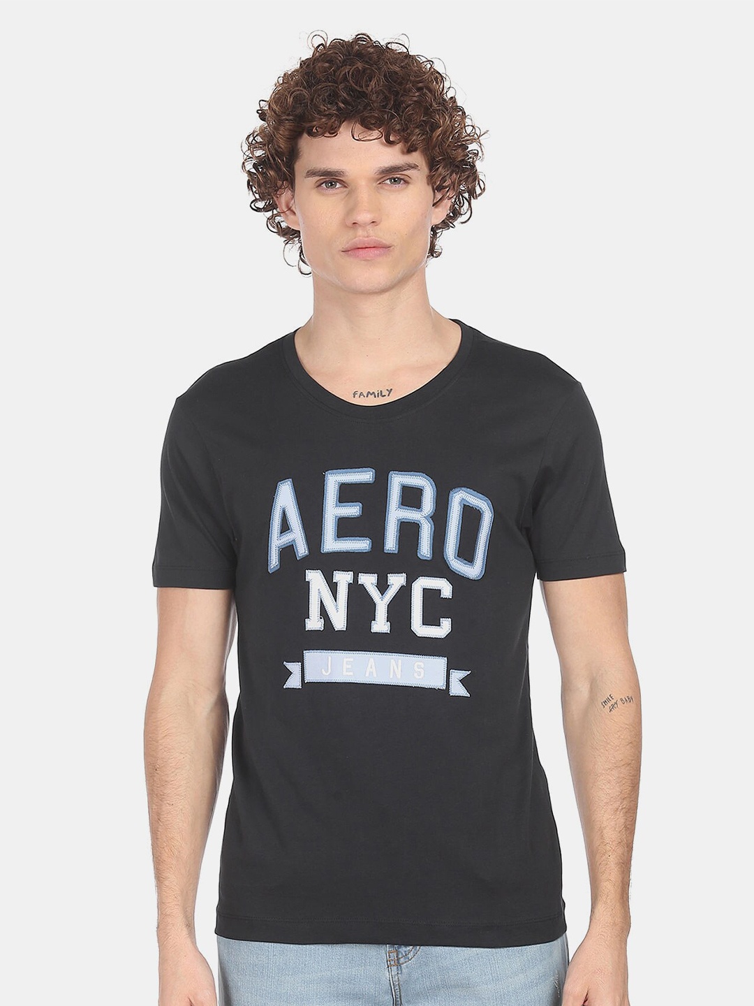 Aeropostale Men Black Typography Printed T-shirt