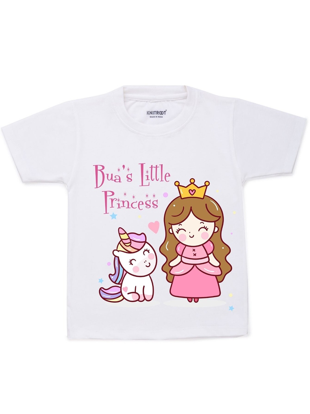 KNITROOT Kids White Printed Cotton T-shirt