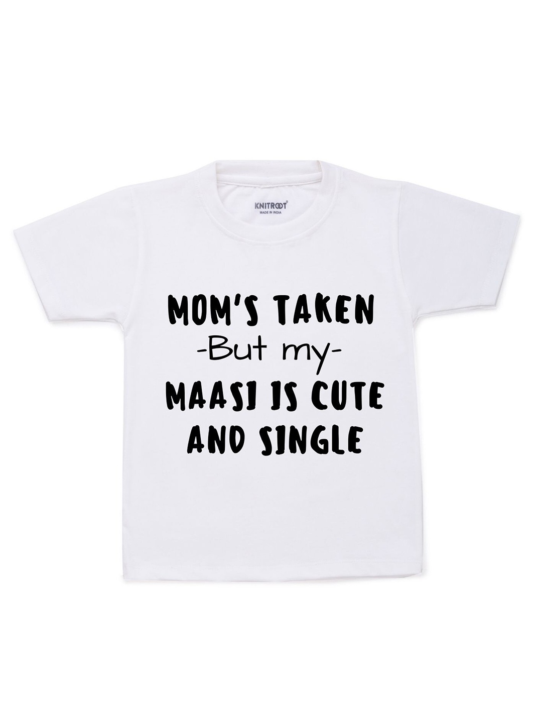 KNITROOT Kids White Typography Printed Cotton T-shirt