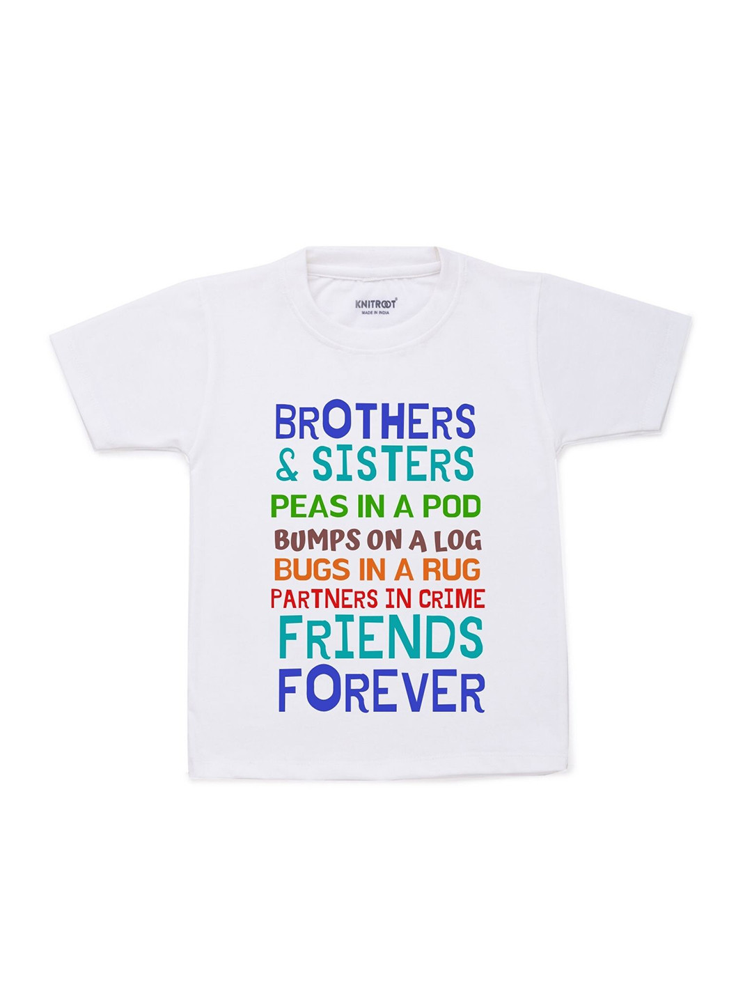 KNITROOT Kids White & Blue Typography Printed Cotton T-shirt 
KNITROOT Kids White & Blue Typography Printed Cotton T-shirt