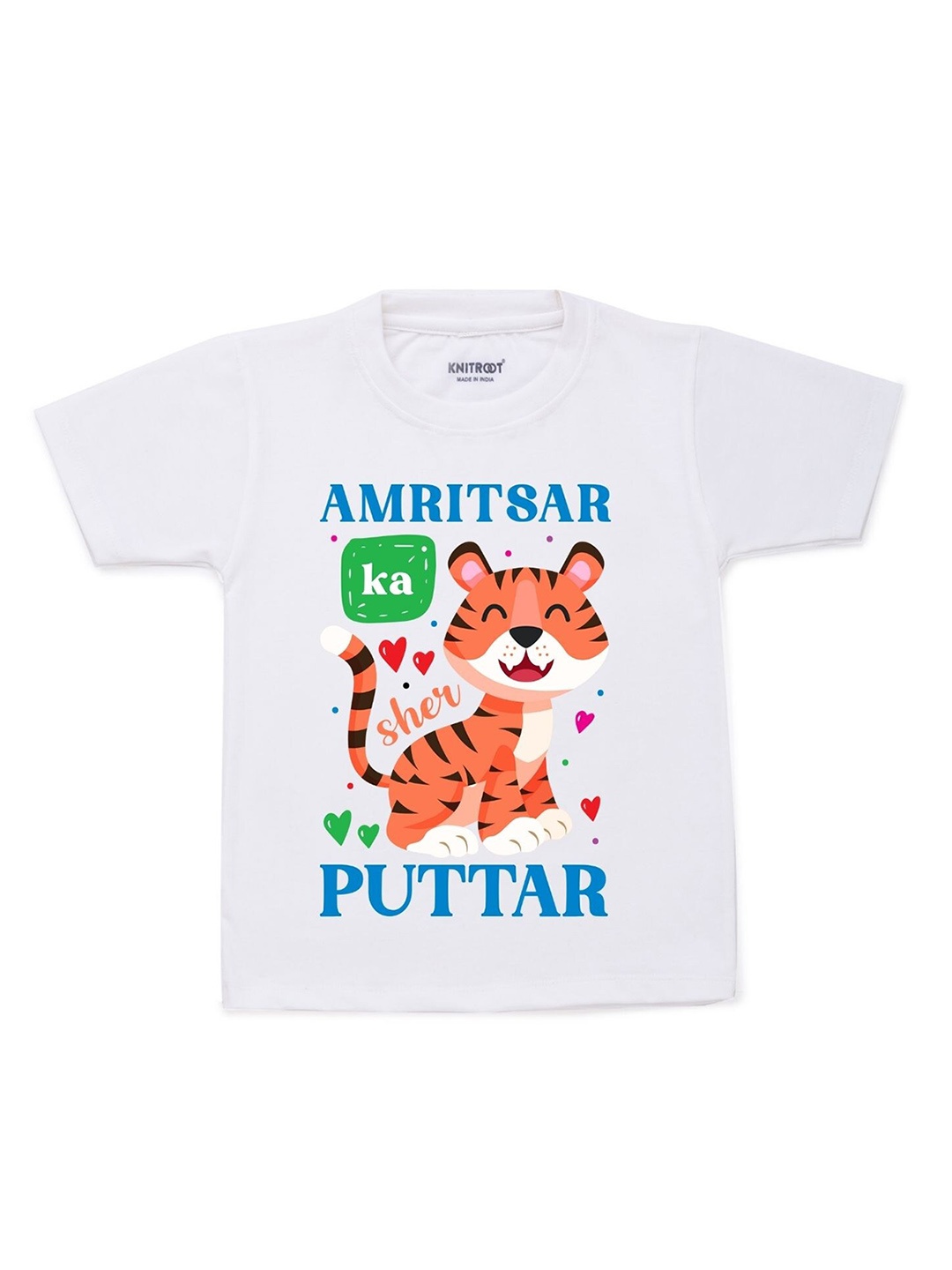 KNITROOT Kids White & Orange Printed T-shirt