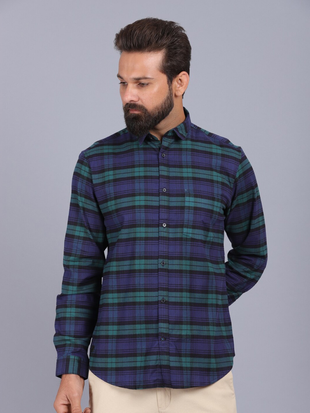 CANOE Men Green & Navy Blue Original Slim Fit Tartan Checked Pure Cotton Casual Shirt
CANOE Men Green & Navy Blue Original Slim Fit Tartan Checked Pure Cotton Casual Shirt