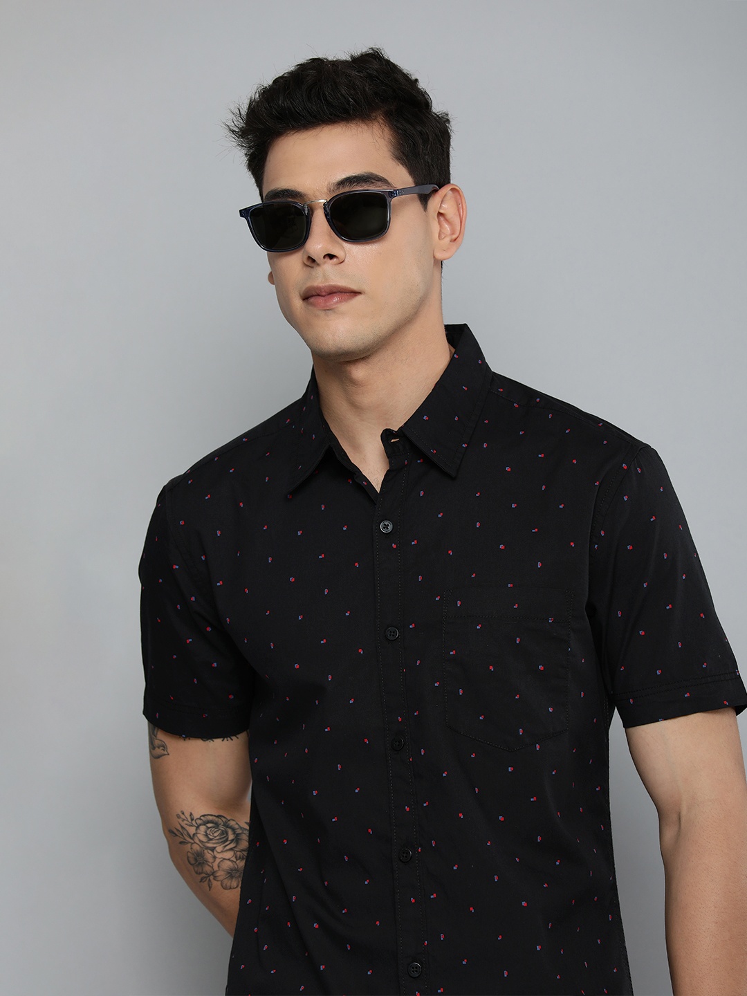 Harvard Men Black Printed Casual Shirt