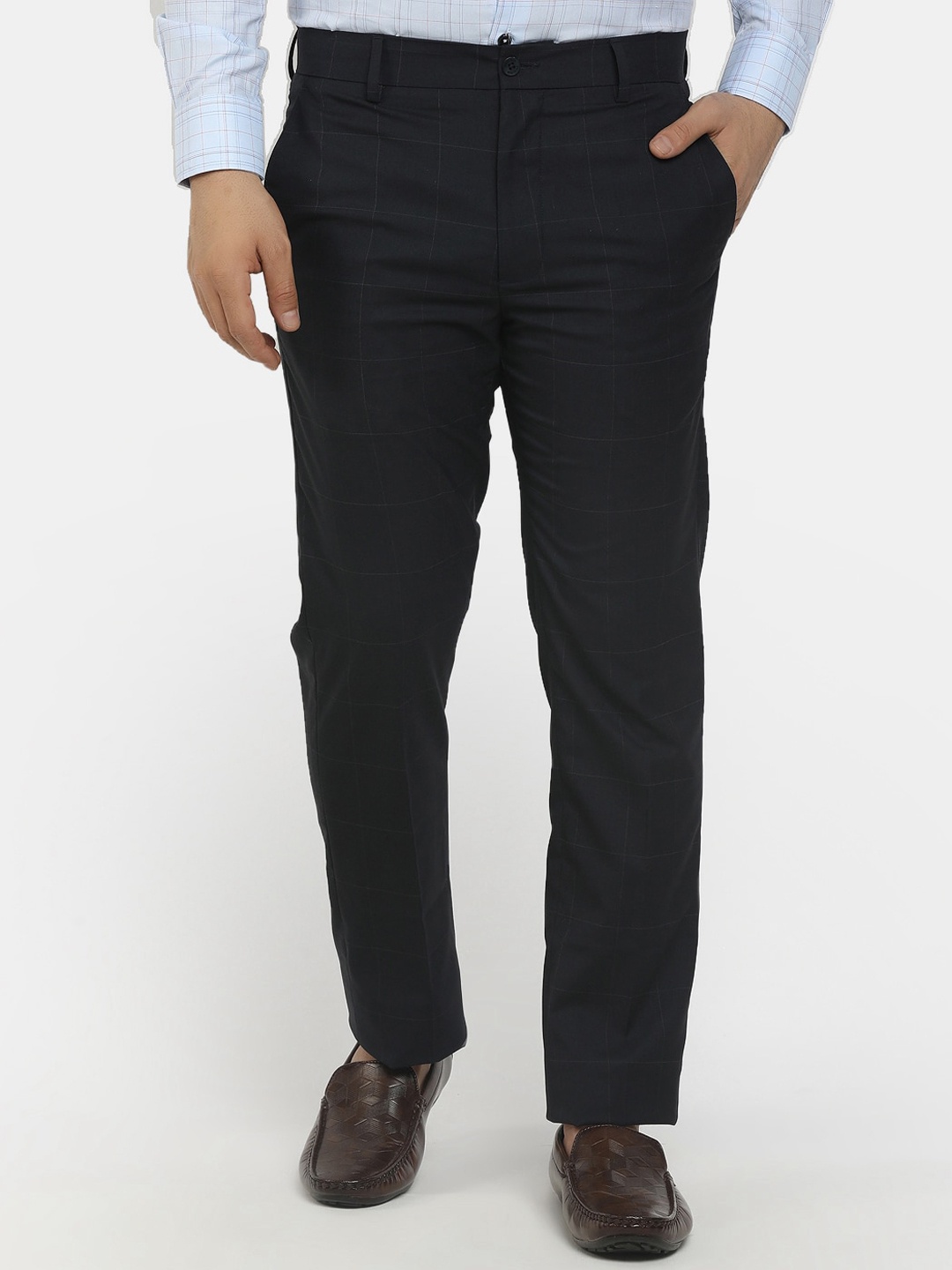 Cherokee Men Blue Twill Cotton Formal Trousers
