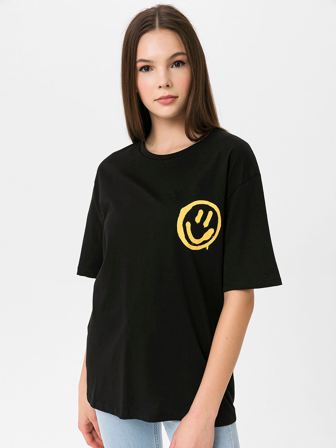 Miss Poem Women Black & Mustard Yellow Typography Printed Drop-Shoulder Sleeves Pure Cotton T-shirt
Miss Poem Women Black & Mustard Yellow Typography Printed Drop-Shoulder Sleeves Pure Cotton T-shirt