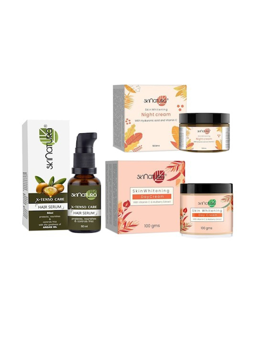 Skinatura X-Tenso Care Hair Serum-Skin Whitening Day Cream-Night Cream Combo, Green
Skinatura X-Tenso Care Hair Serum-Skin Whitening Day Cream-Night Cream Combo, Green