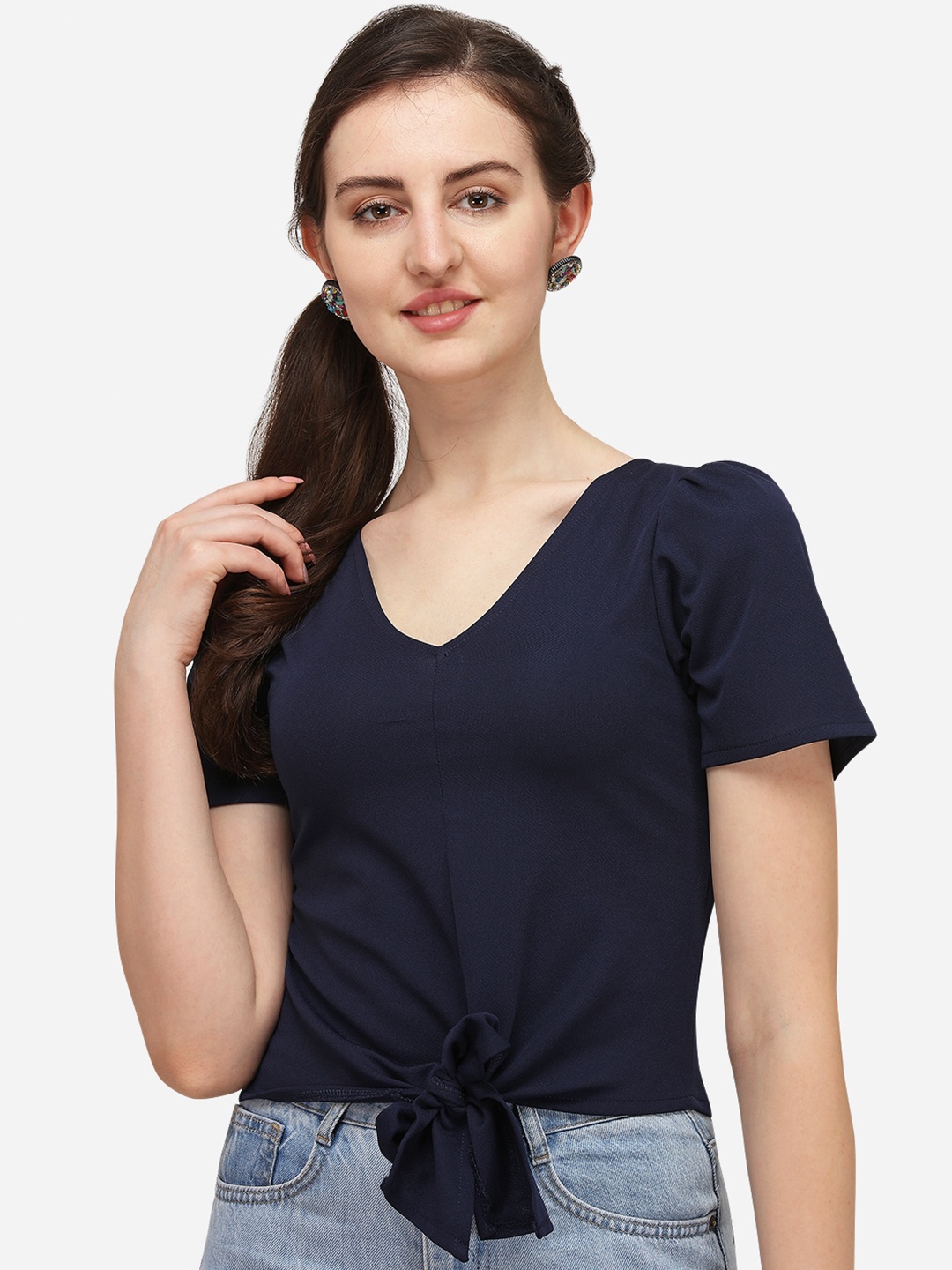 Wedani Women Navy Blue Solid Top