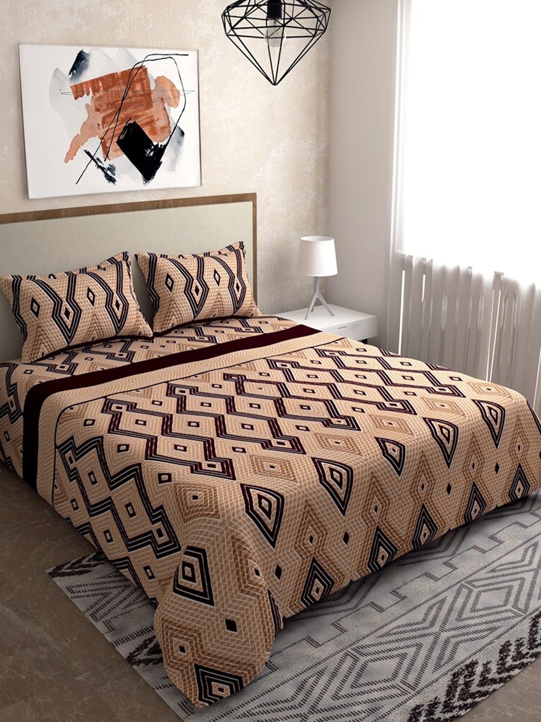 Salona Bichona Brown Geometric 120 TC Pure Cotton King Bedsheet with 2 Pillow Covers
Salona Bichona Brown Geometric 120 TC Pure Cotton King Bedsheet with 2 Pillow Covers