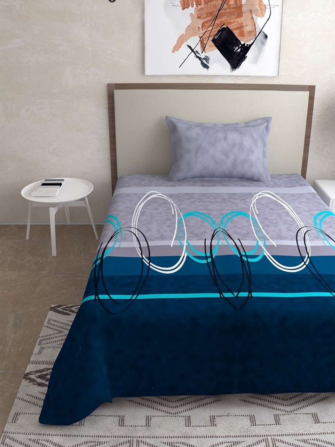 Salona Bichona Blue & White Geometric 120 TC Cotton Single Bedsheet with 1 Pillow Covers
Salona Bichona Blue & White Geometric 120 TC Cotton Single Bedsheet with 1 Pillow Covers