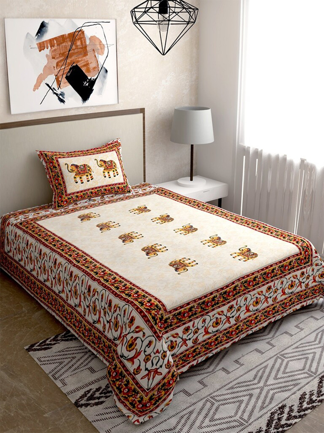 Salona Bichona Brown & Yellow 120 TC Cotton Single Bedsheet with 1 Pillow Covers
Salona Bichona Brown & Yellow 120 TC Cotton Single Bedsheet with 1 Pillow Covers